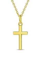 stunning silver flashed by gold unisex cross baby necklace